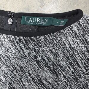 Lauren Ralph Lauren Black White‎ Tweed Long Sleeve Sheath Dress
